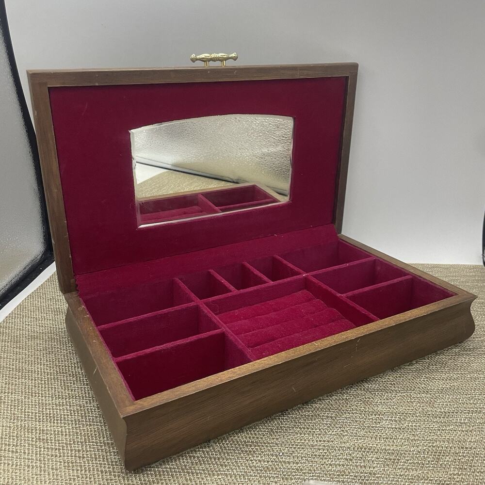 Vtg Handcrafted Wood Jewelry Storage Box Japan 1960s
